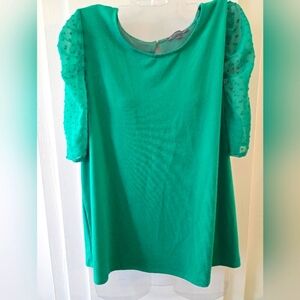 *3/$20 Adrianna Papell Green Blouse Top with Sheer Sleeves